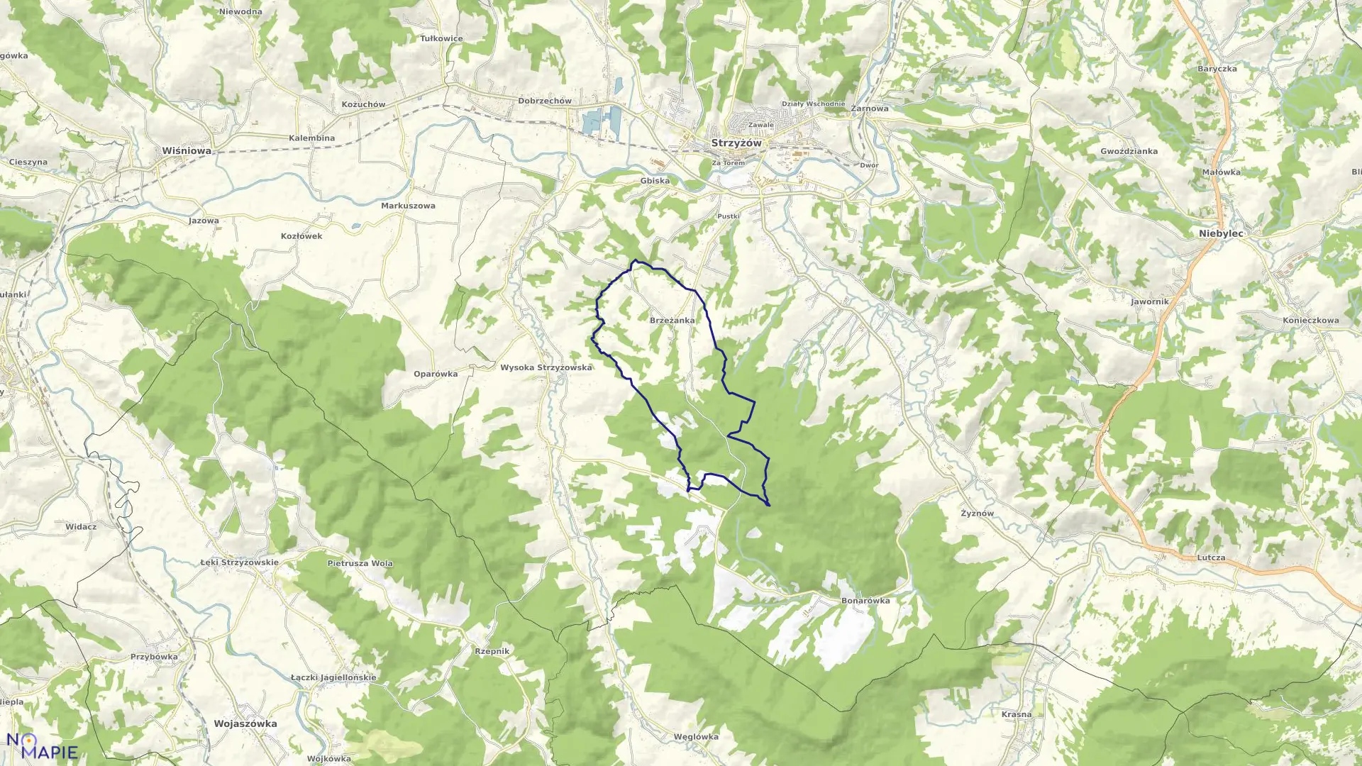 Mapa obrębu BRZEŻANKA w gminie Strzyżów