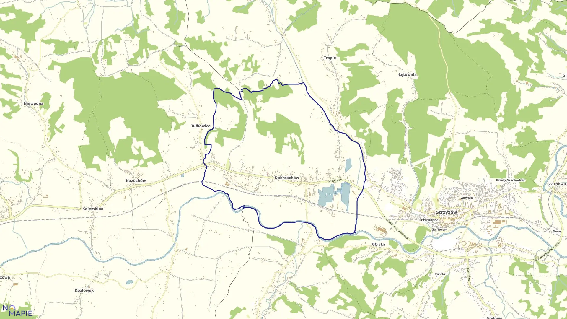 Mapa obrębu DOBRZECHÓW w gminie Strzyżów