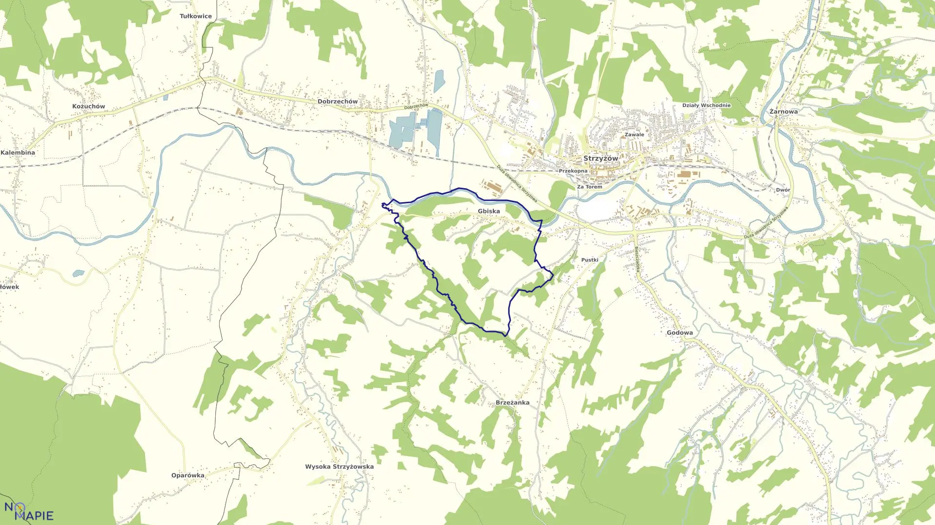 Mapa obrębu GBISKA w gminie Strzyżów