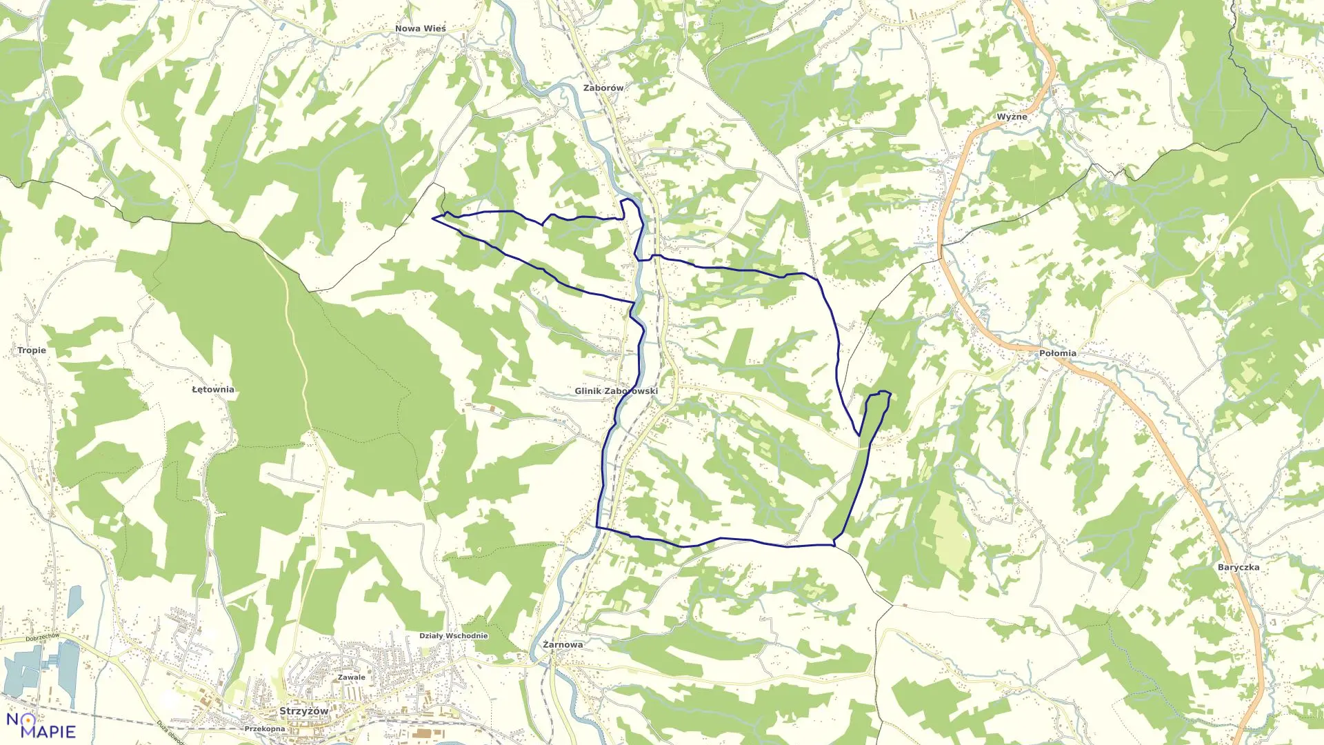 Mapa obrębu GLINIK CHARZEWSKI w gminie Strzyżów
