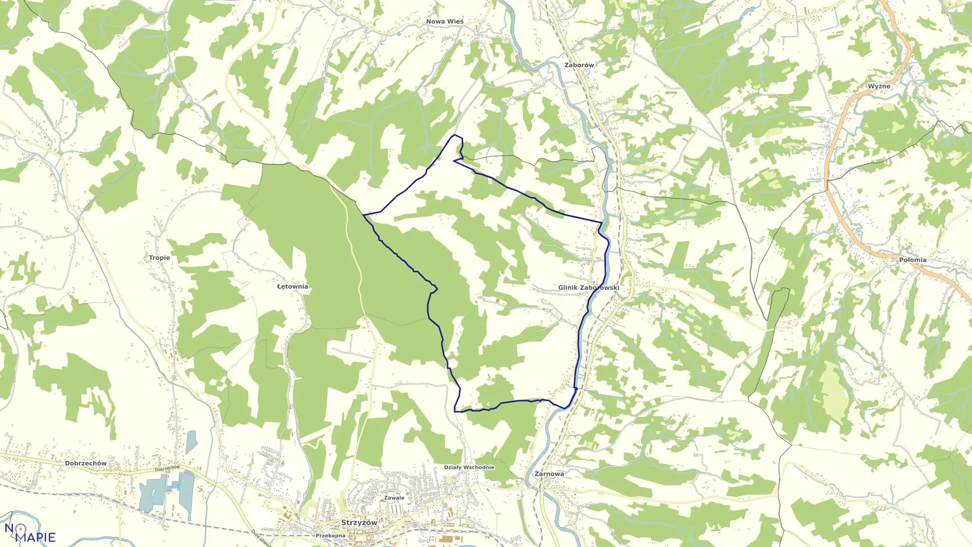 Mapa obrębu GLINIK ZABOROWSKI w gminie Strzyżów