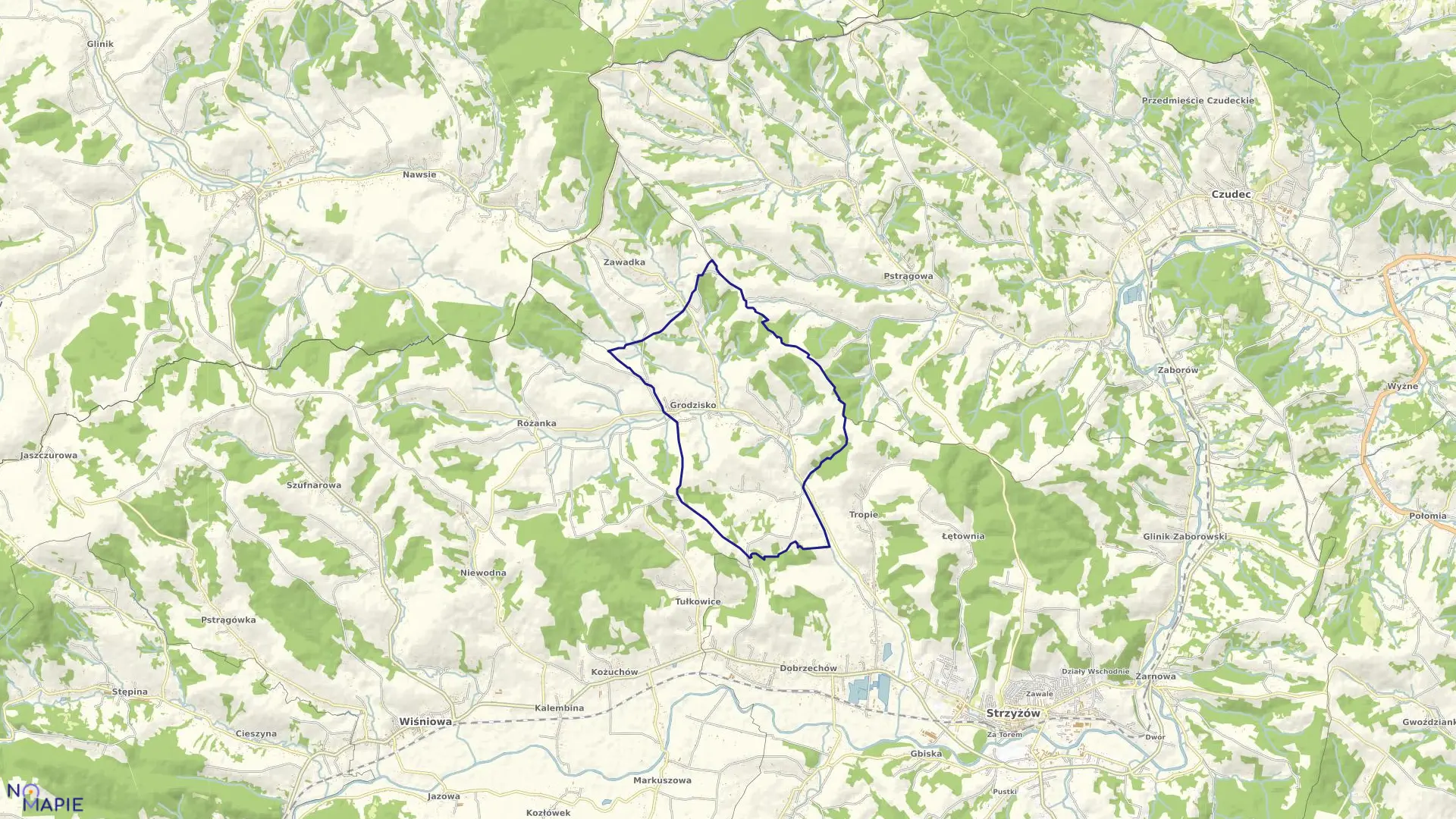 Mapa obrębu GRODZISKO w gminie Strzyżów