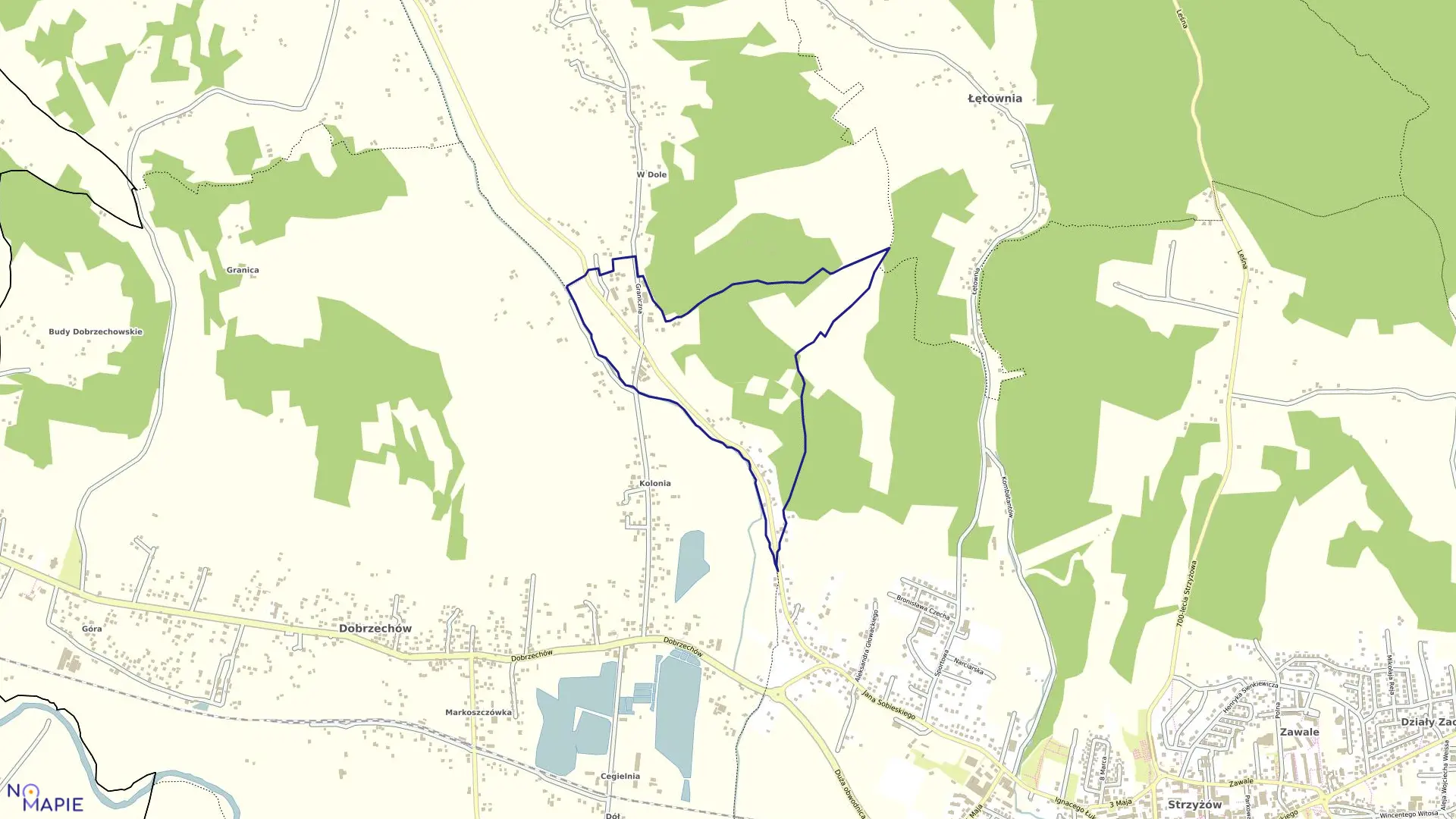 Mapa obrębu STRZYŻÓW OBR.4 w gminie Strzyżów