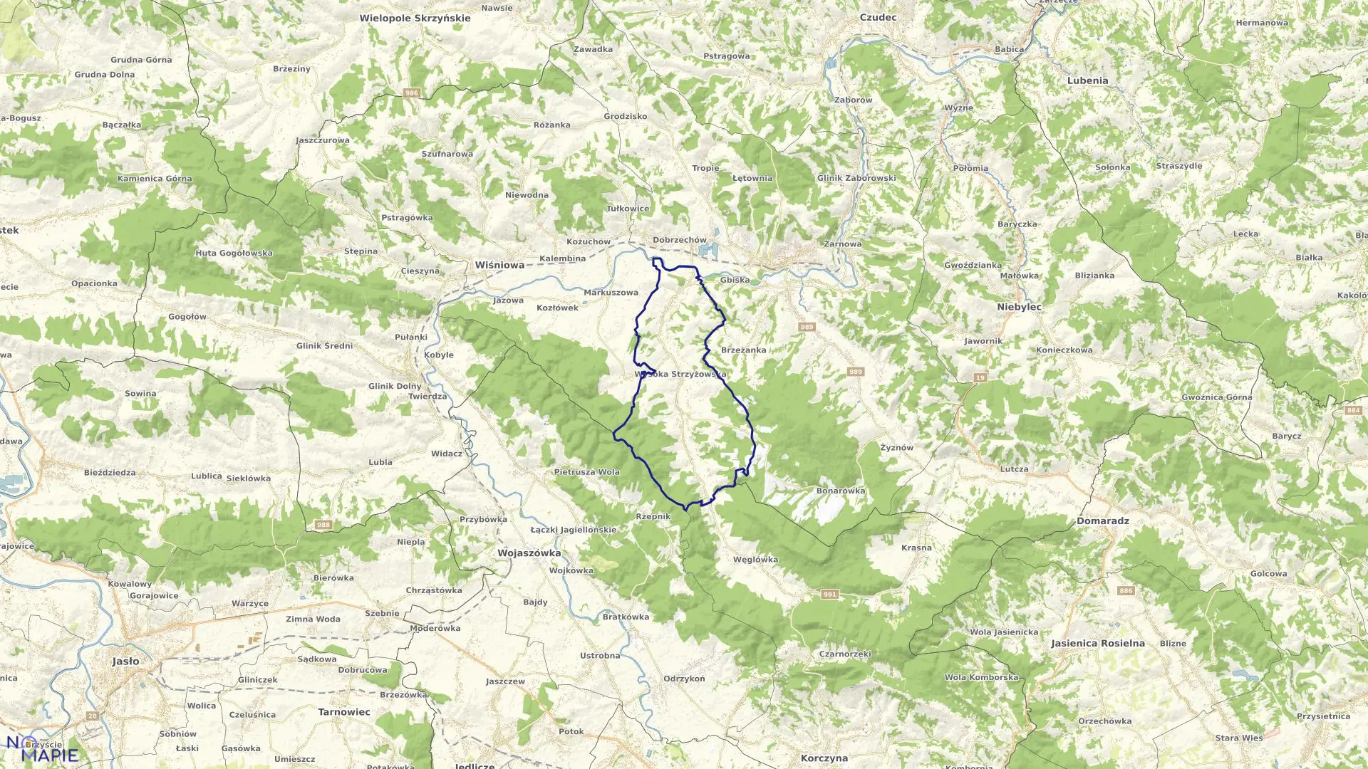 Mapa obrębu WYSOKA STRZYŻOWSKA w gminie Strzyżów