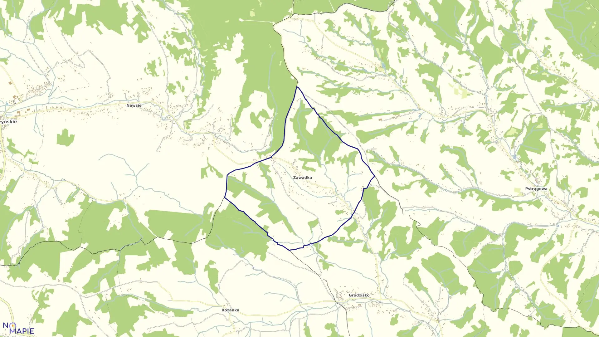 Mapa obrębu ZAWADKA w gminie Strzyżów